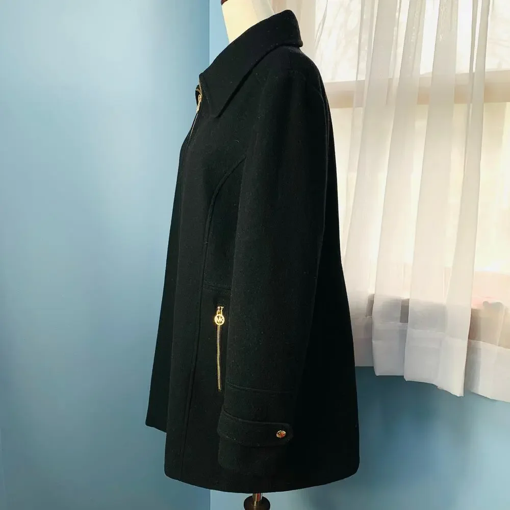Michael Kors Black Wool Blend Coat Size 14 - Picture 3 of 8